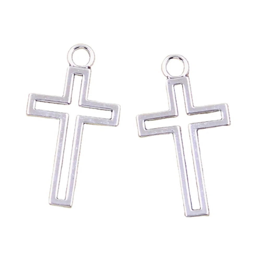 Charms Hollow Lovely Cross Antique Bronze Silver Color Pendants DIY Crafts Making Findings Handmade Tibetan Jewelry