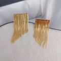 French Style Chunky Tassel Lines Earrings Shiny 18K Real Gold Plated Brass Stud Earrings Vintage