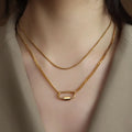 Feminine Charm Necklace Double Chain  Stainless Steel Jewelry Necklace Gold Plated Necklace Design