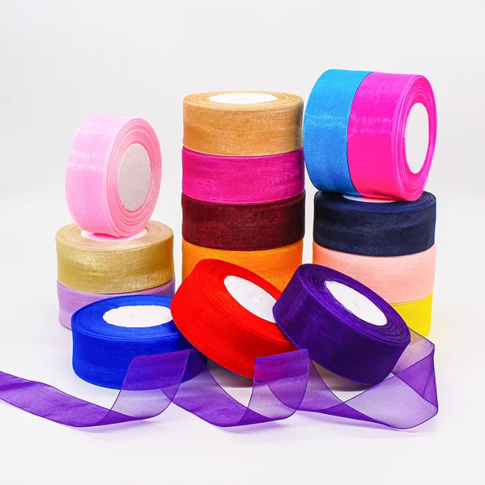 Wholesale Polyester Organza & Chiffon Transparent Ribbon for Birthday Wrapping and Decorating