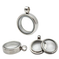 20mm Floating Glass Living Memory Locket Charm Pendant Twist Top Stainless Steel + Glass Medallion Diy Jewelry Women Gift