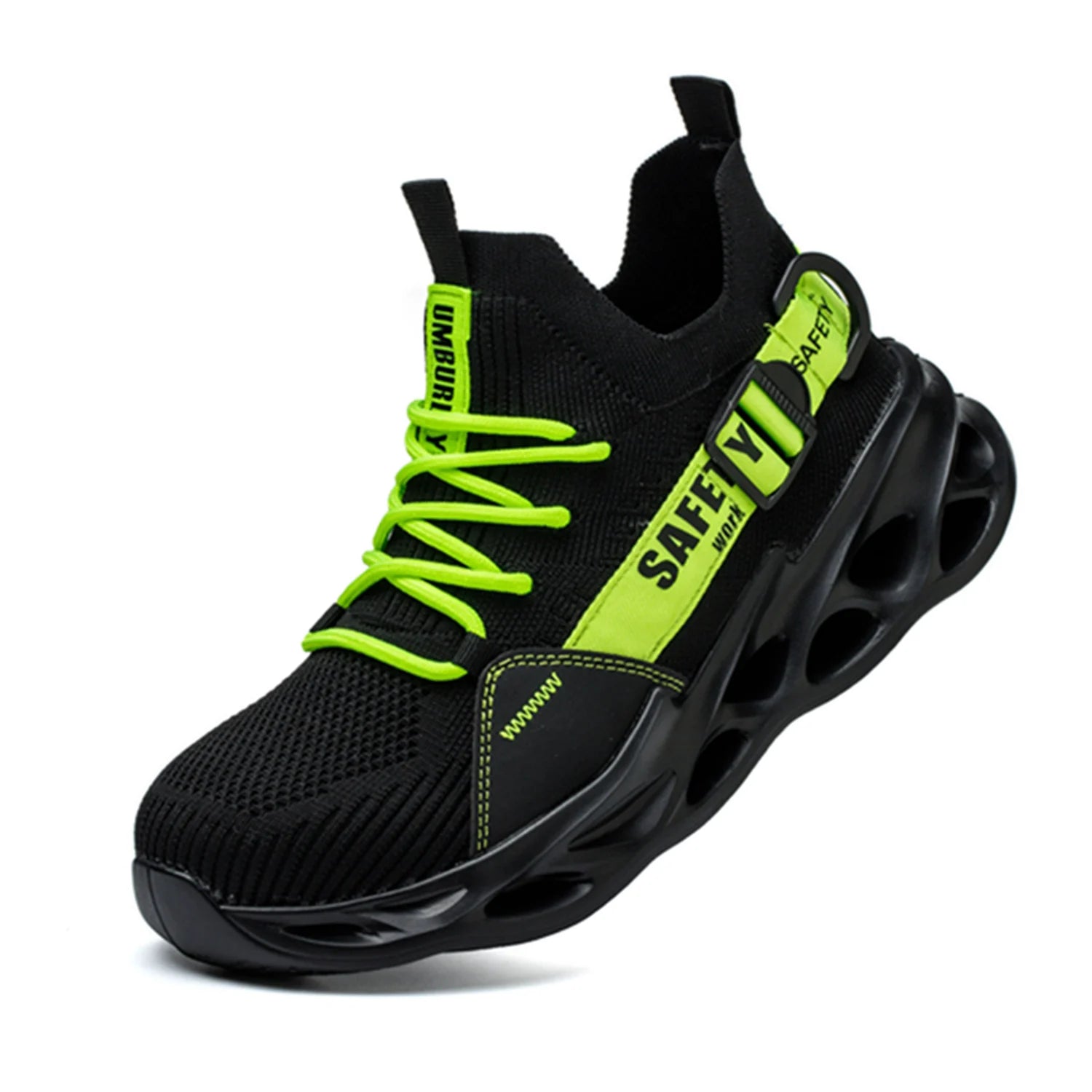 Men's Black Mesh Breathable Steel Toe Work Safety Shoes Light Weight Anti-Smashing Non-Slip Casual Office for Winter Factory Use