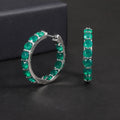 RZ0004 Abiding Jewellery Factory Inside Outside Hoops Natural Green Agate Gemstone 925 Sterling Silver Big Hoop Earrings