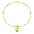 High Quality 18K Gold Plated Stainless Steel OT Buckle Heart Pendant Chain Necklace P203148