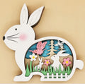 Hot Sale LED Glowing Easter Rabbit Carved Animal Wood Decorations for Home Engraved Wooden Tabletop Decoration