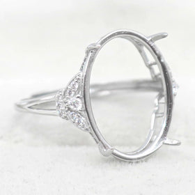 Sterling Silver 13*18mm Semi Mount Ring Empty Frame Blank Support Claws Setting S925 Base Holder Without Center Stone for Inlay