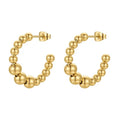 18K Gold Plated Stainless Steel Jewelry C-Shaped Steel Ball Hoop Stud Classic INS Accessories Earrings E221350