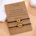 2026 Summer Yellow Sunflower Bracelet 2pcs Boho Adjustable Black Wax Rope Braided Daisy Flower Friendship Bracelets for Lover