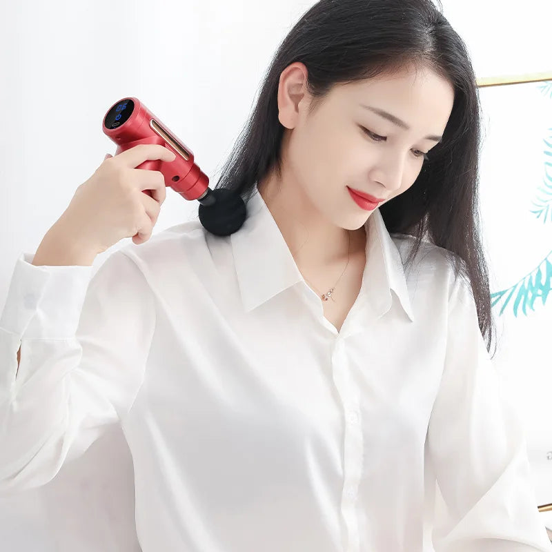 Professional Massage Gun for Body Pain Relief Electronic Vibration 32Speeds Touch Screen Compact Fascial Massage Gun