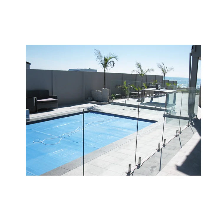 Industrial Solid Tempered Balustrade Railing Handrail Side Mounting Design Modern Balcony Glass Outdoor