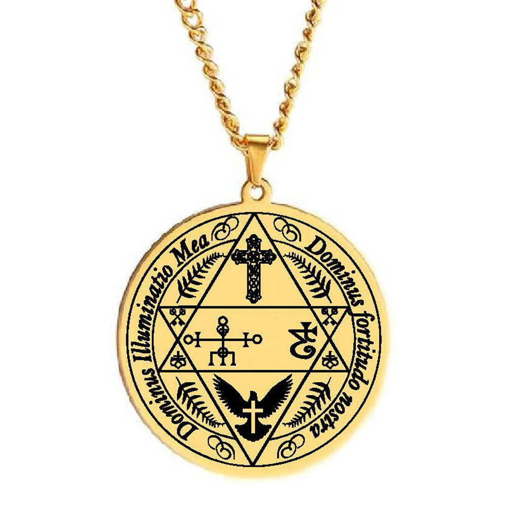 Archangel Guardian Angel Reiaiel Saeiah Leratel Haaiah Nithaiah Haiviah Melahel Talisman Stainless Steel Gold Pendant Necklace
