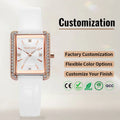 SHENGKE Custom Elegant Rectangle Women Watch Luxury Alloy Quartz Ladies Wristwatch with Leather Mesh Band OEM ODM