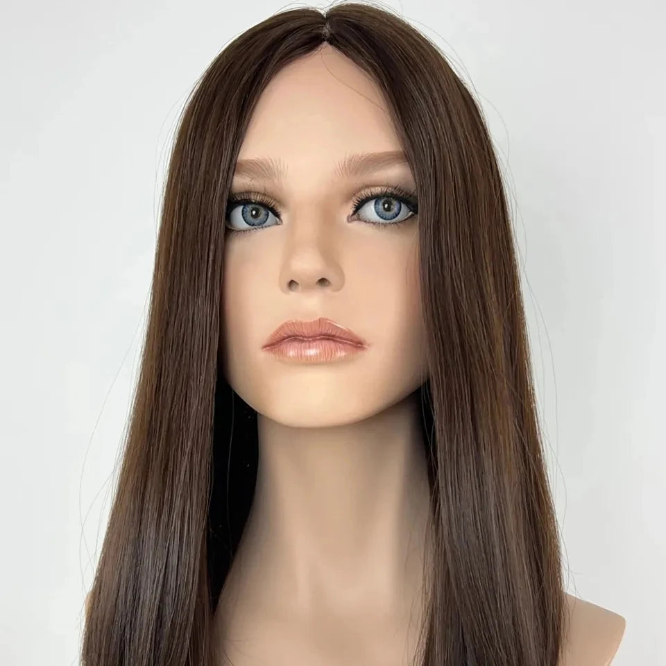 Full Hand Tied Human Hair Natural Color Silk Base Wig Cuticle Aligned Remy Hair Pre-Plucked Straight Double Drawn Wigs