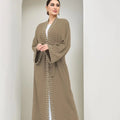 Nisa Modest Plus Size Muslim Women's Abaya Maxi Dress Solid Color Inner Cardigan Seamless Lightweight Breathable Design Belt