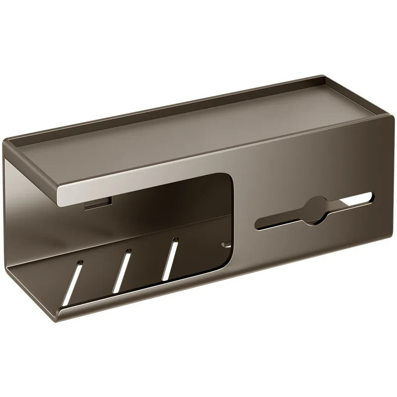 Aluminum Eco-Friendly Wall-Mounted Toilet Paper Roll Holder with Shelf Modern Design White Color Paper Towel Dispenser