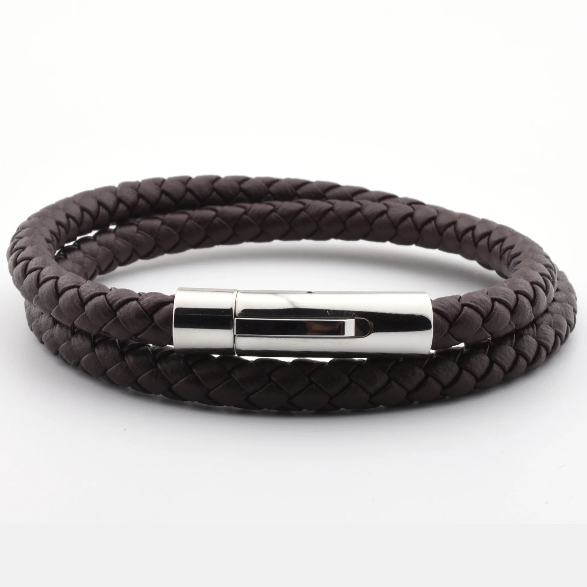 Wholesale Italian Elegant Titanium Steel Engraved Clasp Mens Double Leather Bracelets