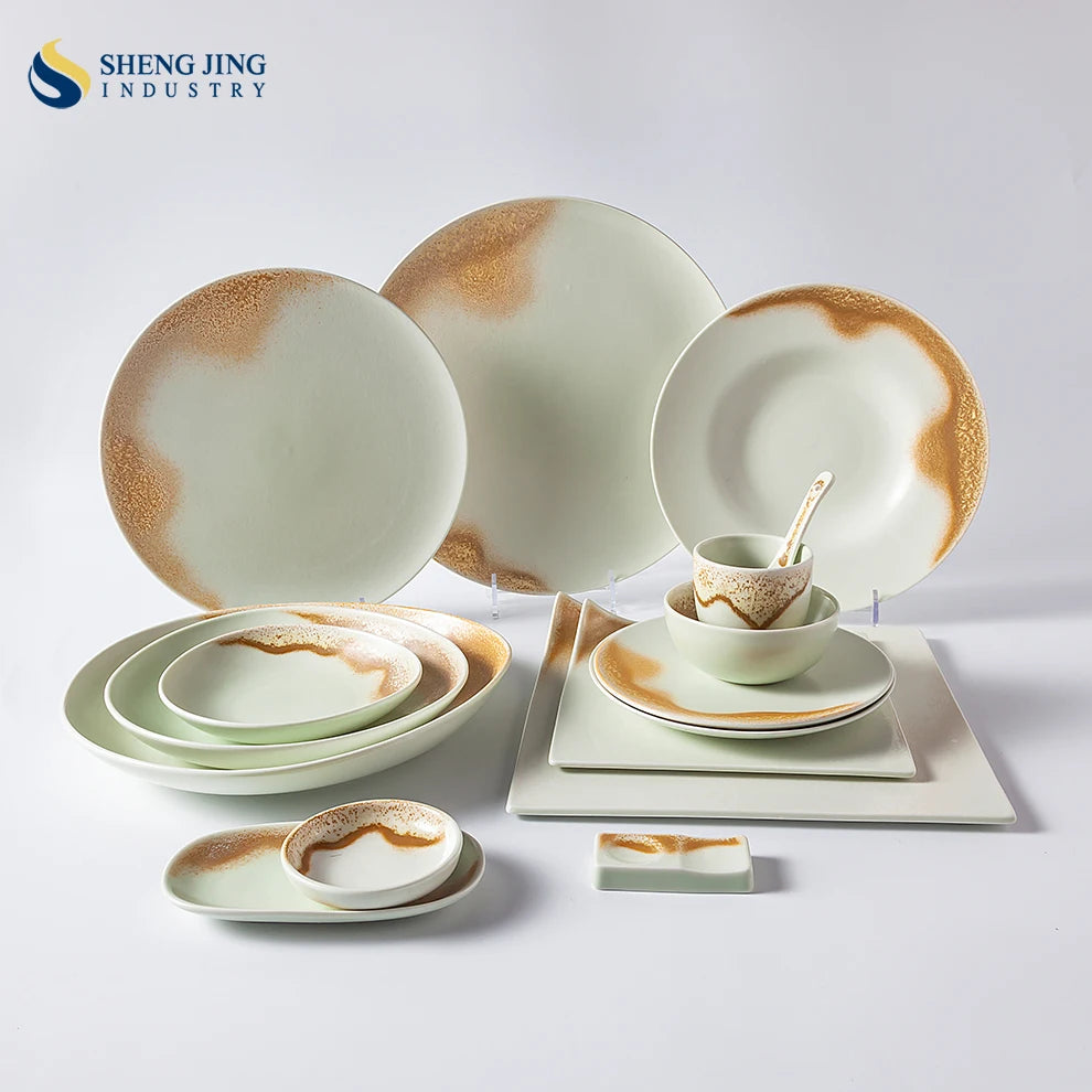 Vintage Style Eco-Friendly Stocked Hotel Restaurant Dinnerware Porcelain Dinner Set Ceramic