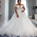 Cheap Wedding Dresses for Bride 2026 Sheer Neck Lace up Back Major Beads Sequins Plus Size Women Bridal Gowns MW386