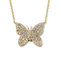 Gemnel Fashion Jewelry 925 Silver Gold Plated Diamond butterfly Cz Charm Necklace