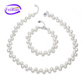 FEIRUN 7mm Button 3A Wholesale Women Real Natural Freshwater Pearl Sterling Silver Jewelry Set MegaBDM