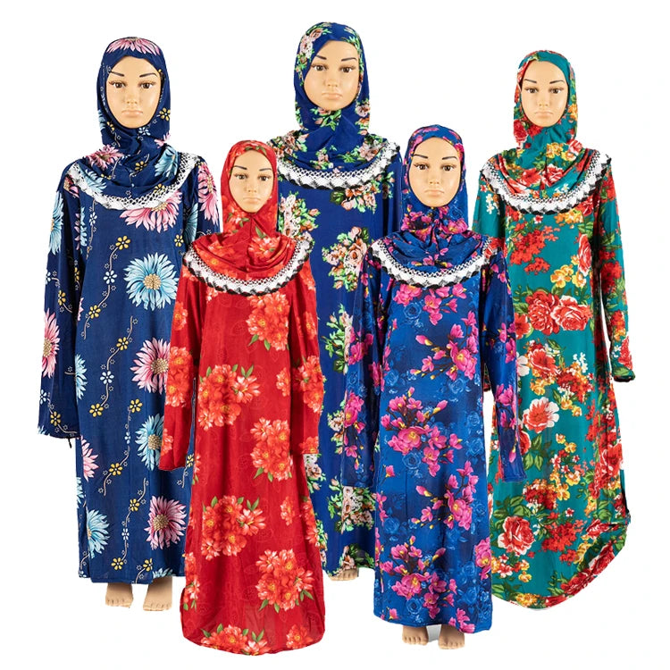 Prayer Clothing Middle East's Girls Islamic Muslim Kids Dress Abaya Robe for Wholesale With Cheap Price