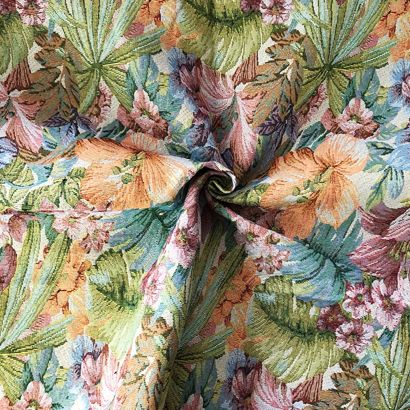 Good Sell Cheap Stock Vintage Jacquard Fabric 35% Cotton & 65% Polyester Heavyweight for Dresses Curtains Garments Girls Bags