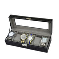 6 Slot Popular Luxury Black PU Leather Git Watch Set Box Display Case