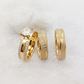 Luxury Couple Ring for Wedding Proposals CZ Diamond Engagement Rings 3pcs Gold Plated Stainless Steel Bridal for Female Party