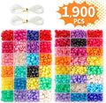 1900 Pcs Letter Beads Large pony Beads Gemstone Color Big Hole Plastic Pony Beads