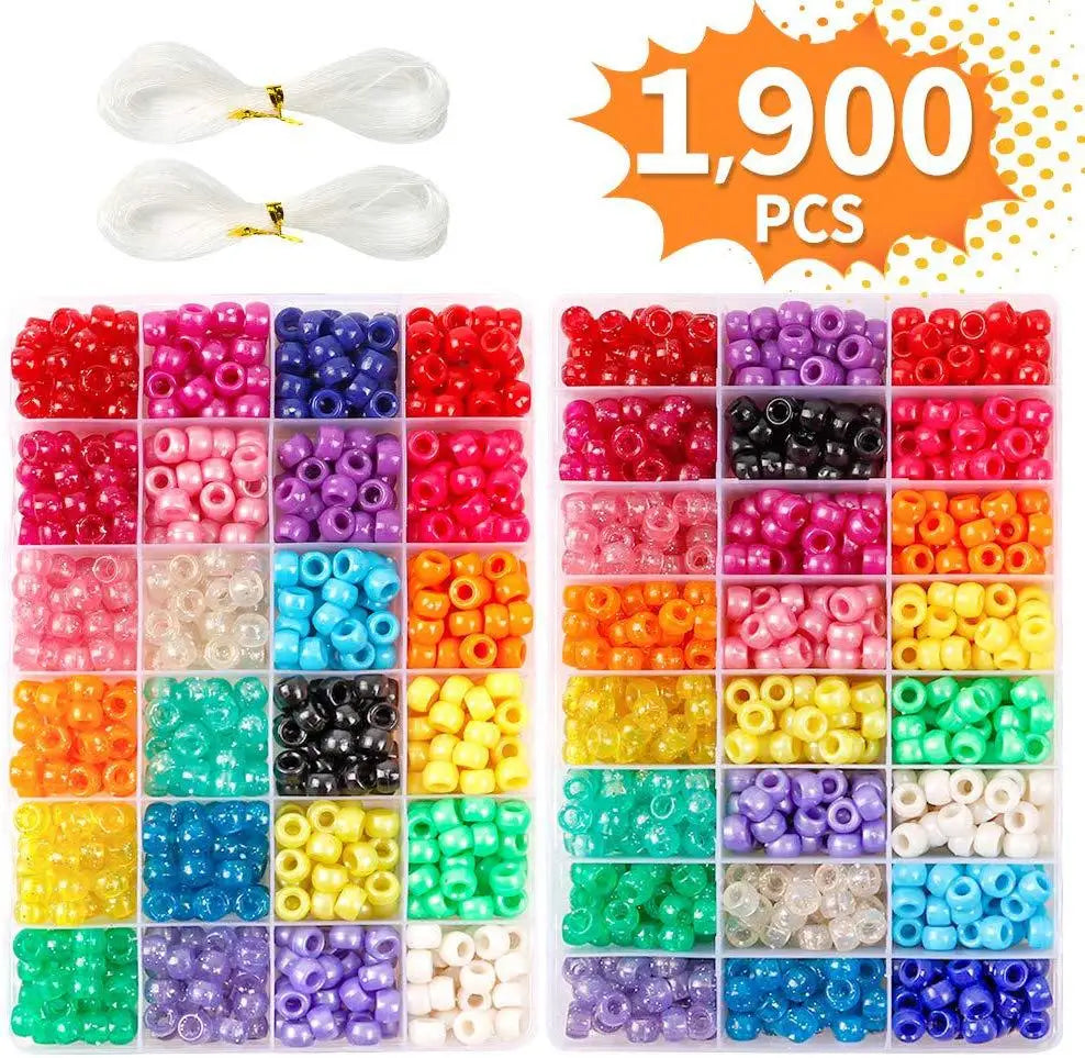 1900 Pcs Letter Beads Large pony Beads Gemstone Color Big Hole Plastic Pony Beads