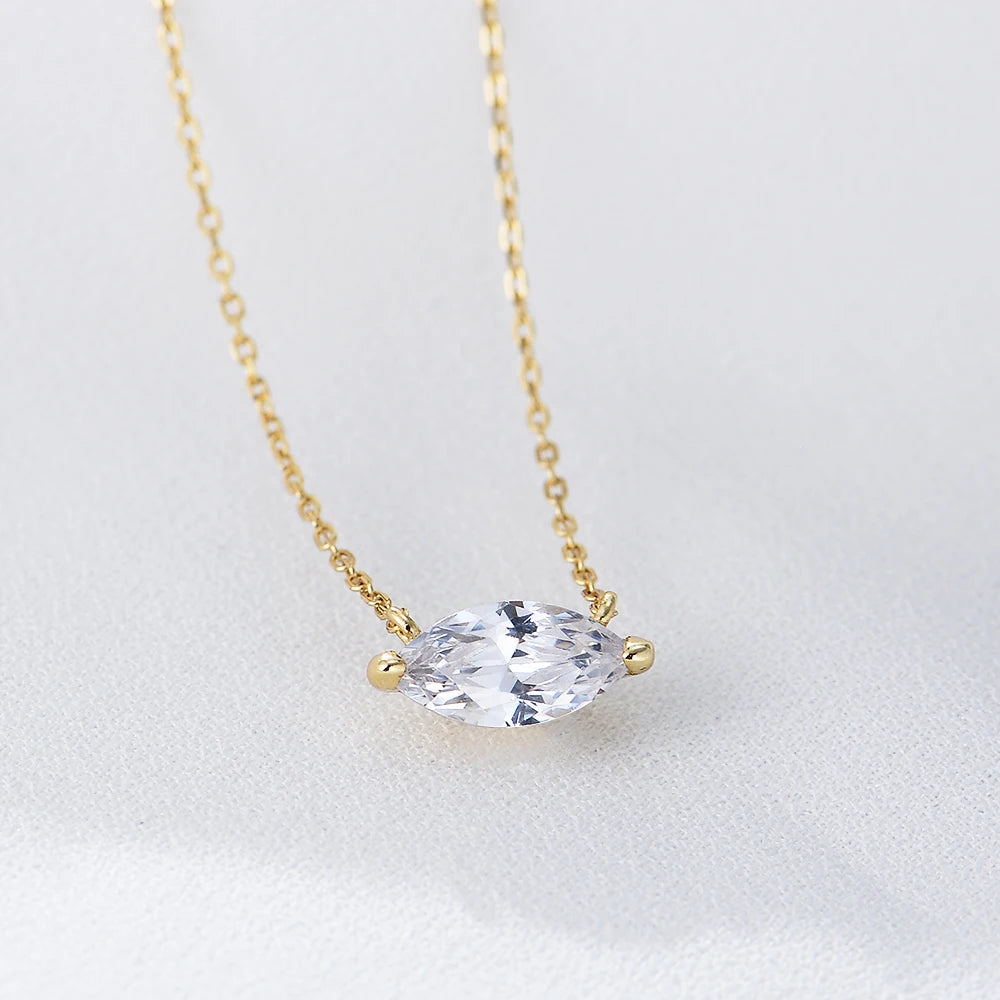High Quality Fashion Jewelry Necklaces S925 Silver Sterling Marquise Zirconia Pendant Necklace for Women