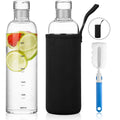 17oz 500ml Leak-Proof Screw-On Cap Modern Dishwasher Safe Reusable Glass Travel Water Bottle with Time Marker for Beverages