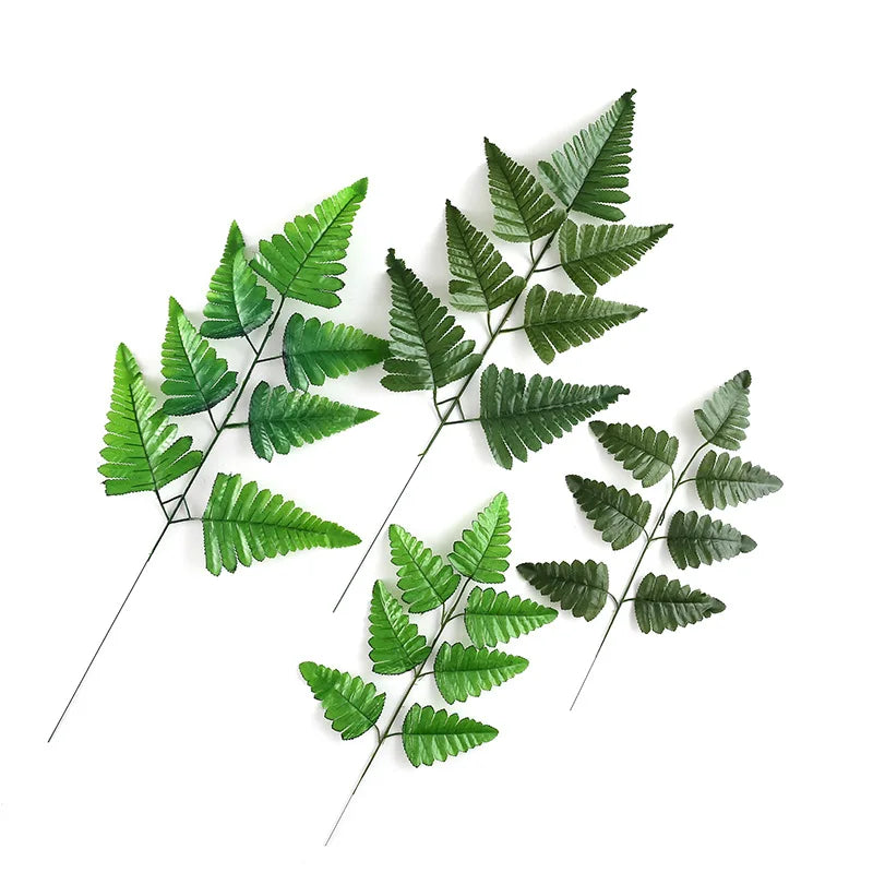 Factory Sale Silk Leaves Green Wall Decoration Fern Artificial Leaves for Wedding Plant