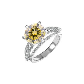 Wholesale Fashion Design S925 Sterling Silver Gra Certified Moissanite Rings Green Color 5ct Moissanite Vintage Gift for Women