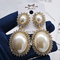 Wholesale Luxury Faux Pearl Rhinestone Dangle Crystal Peal Dangling Earring