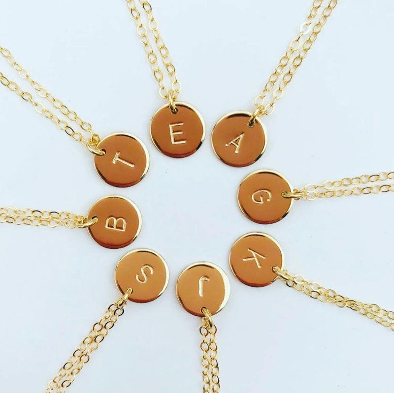MICCI Minimalist 18K Gold Plated Stainless Steel Initial Letter Cion Disc Pendant Necklace Non-Tarnish Free Butterfly Shape