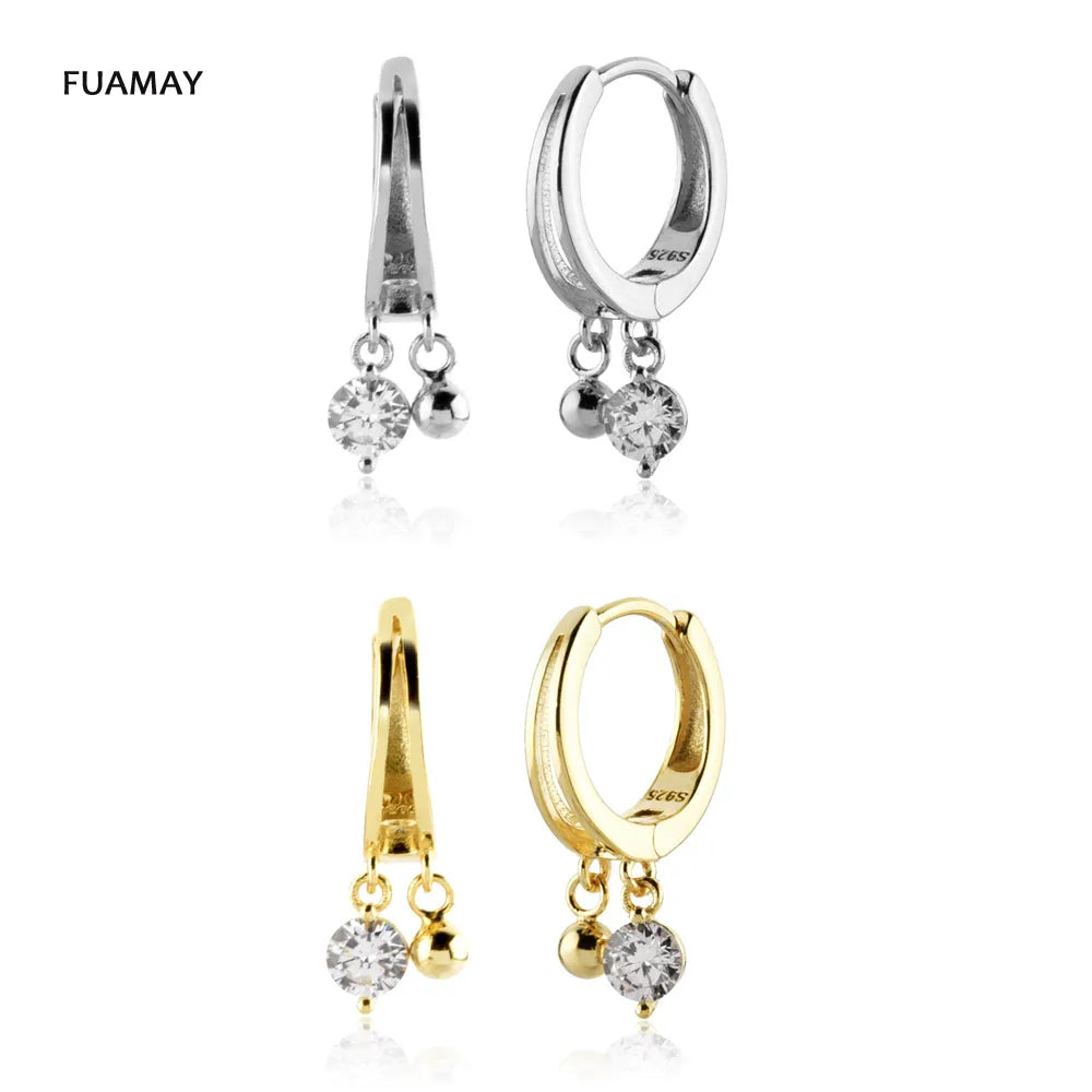 FUAMAY Guangzhou Jewelry Unique Round Diamond Ear Piercings Drop Earrings Ball Bell Ear Rings for Ladies