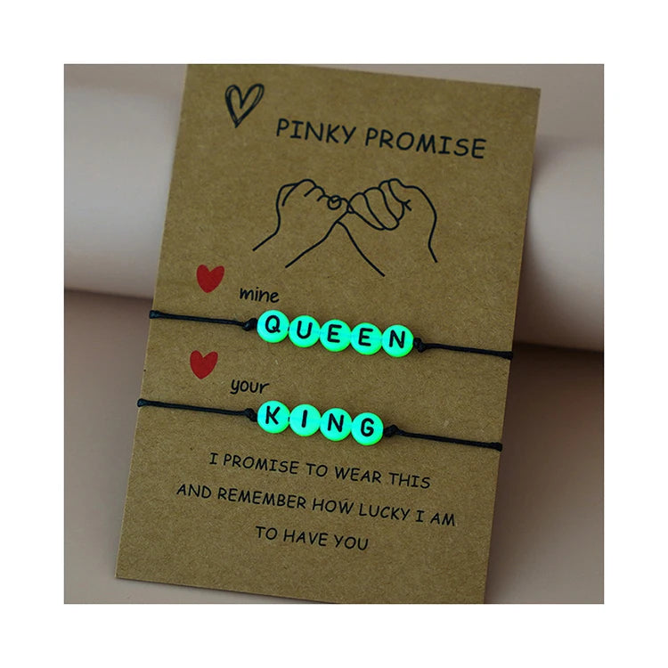 European American New Pride Bracelet Wax Wire Braided BFF Bracelets Acrylic Luminous Letter Card Couple Bracelets for Lovers