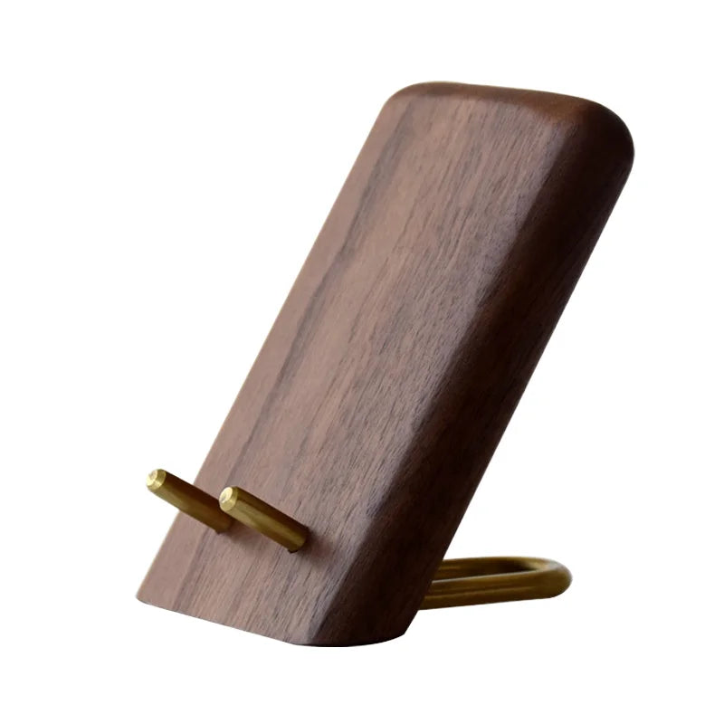 Manufacture Luxury Solid Walnut Mobile Phone Wooden Holder Handcrafted Wood Crafts with Polished Technique