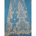 Guangzhou Factory Embroidery Flower Tulle Beaded Bridal Lace Fabric Gold Beaded French Lace for Party