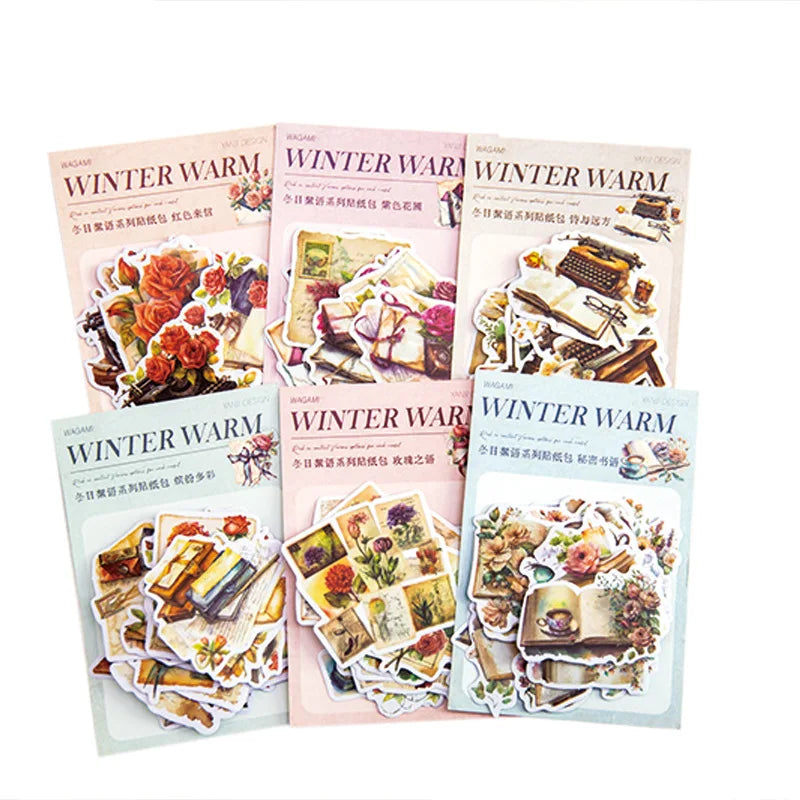 40pcs/pack Sticker Pack Winter Ramblings Series Vintage Handbook DIY Material Decorative Stickers