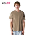 Plus Size Men's Clothing Factory Custom Logo Blank Brown Short Sleeve American Pure Cotton T-shirt Solid Color Plain Dyed Tshirt