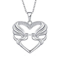 Custom Top Quality Fine Jewelry 925 Sterling Silver Mom Heart Double Birds Pendant Heart Shape Pendant