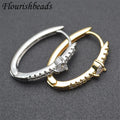 Fashion Women Jewelry Anti Fading Gold Silver Plated Cubic Zirconia Pave Long Oval Huggie Hoop Earring Hooks