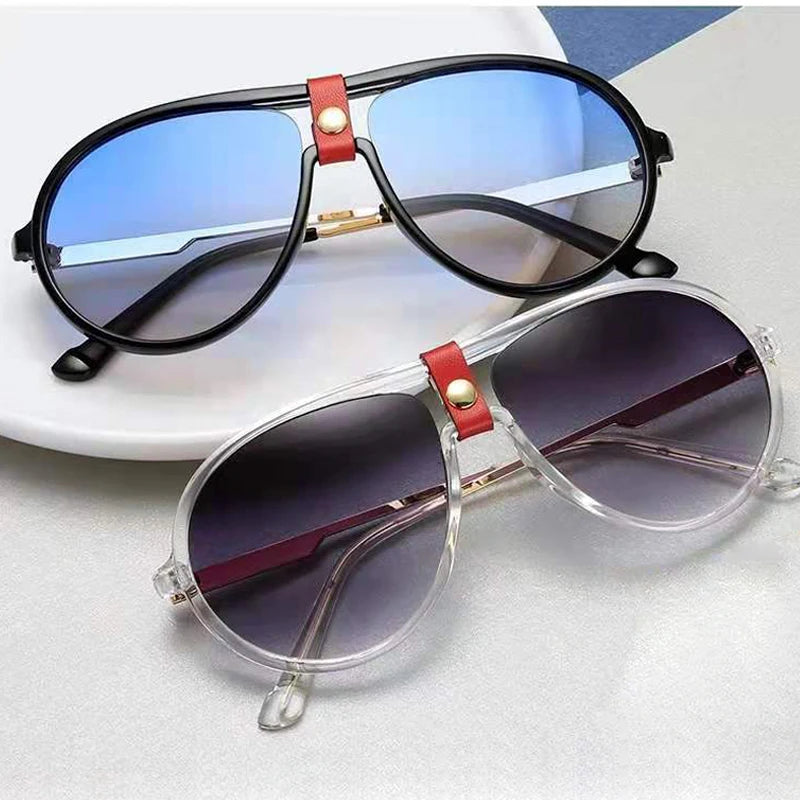 LS1967 Brand Fashion Design Retro Plastic Big Frame Double Bridge Sunglasses