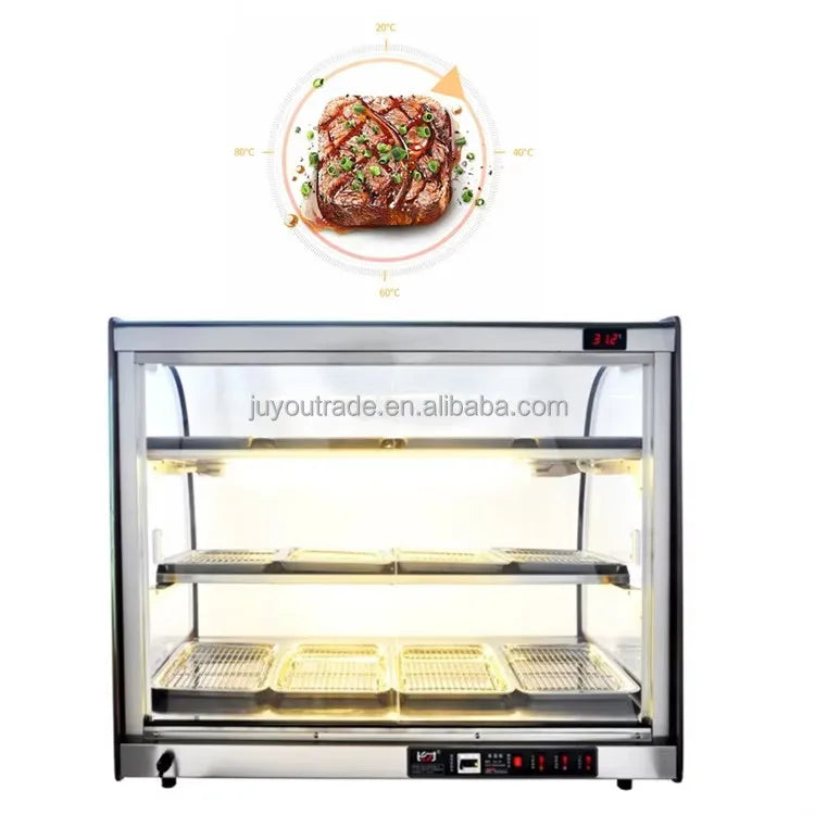 Small Commercial Electric Food Display Hamburger Fried Chicken Cooked Egg Tart Warmer Hot Food Showcase