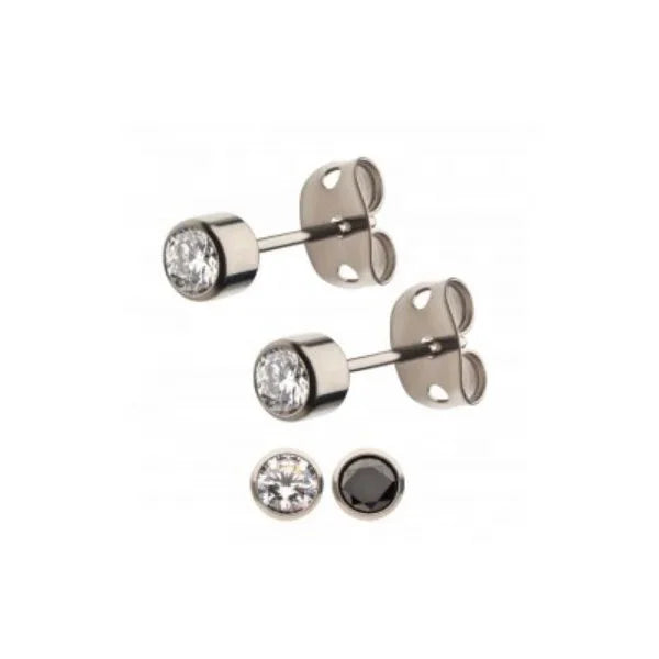 G23 Titanium 20g Post and Butterfly Back Body Piercing Jewelry CZ Stud Earrings