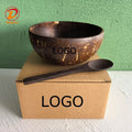 Low MOQ Customized LOGO 100% Environmental Premium Customized Natural Vietnam Shell Bowl Wooden Spoon and Coconut Bowl