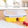 2-Compartment Reusable Silicone Collapsible BPA Free Eco-Friendly Lunch Box with Lids for Kids & Adults