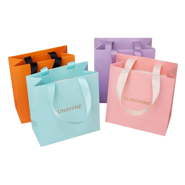 Fashion Candy Large Cardboard Handle Bag Blue Navy Customized Paper Bag Packaging